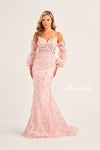 Prom Dresses Long Fitted Formal Prom Gown With Detachable Sleeves Blush