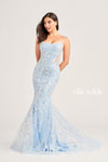 Prom Dresses Long Fitted Formal Sequin Prom Dress Light Blue