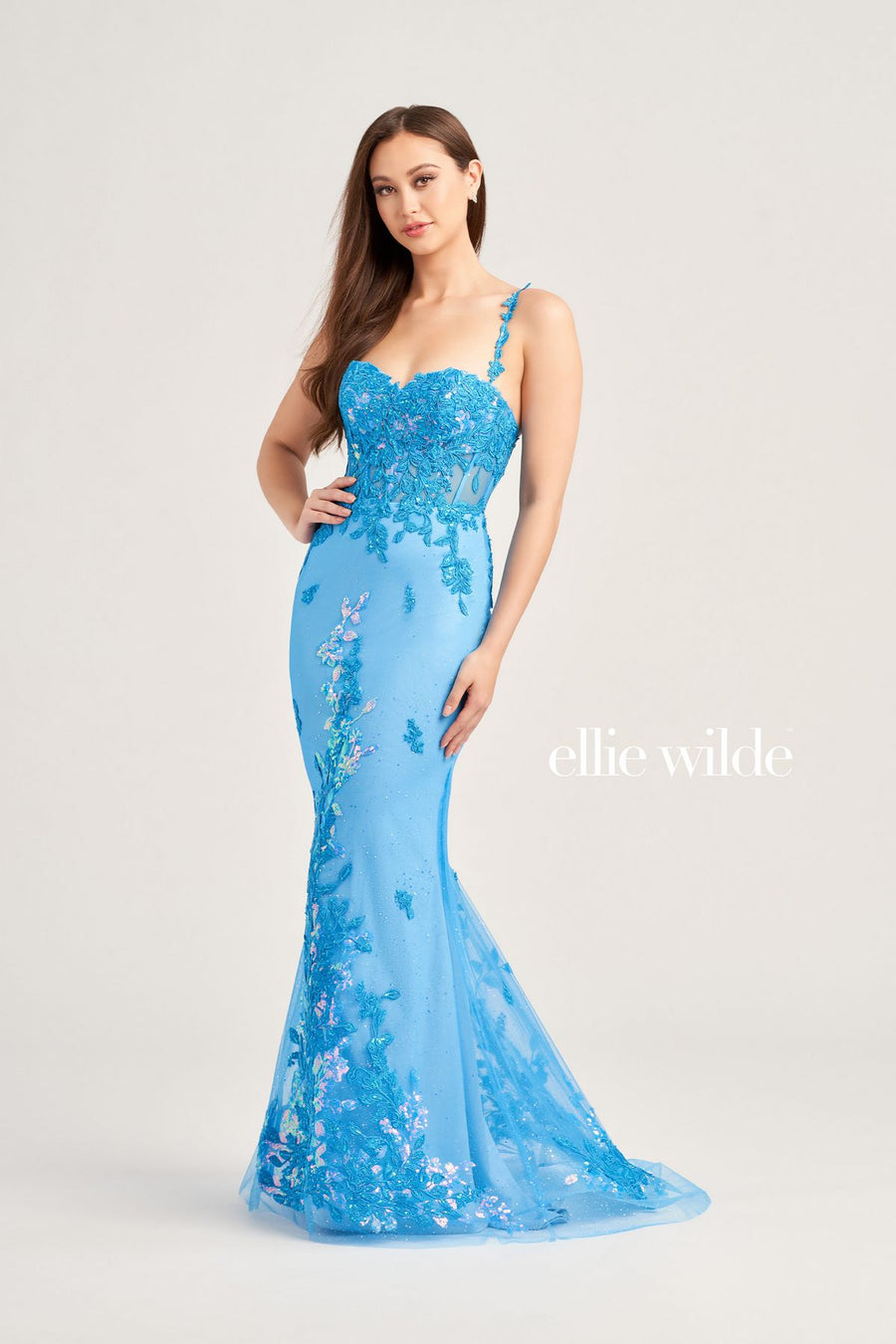 Prom Dresses Long Formal Glitter Overskirt Prom Gown Ocean Blue