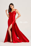 Prom Dresses Long Formal Fitted Slit Prom Dress Red