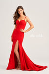 Prom Dresses Long Fitted Slit Evening Prom Dress Red