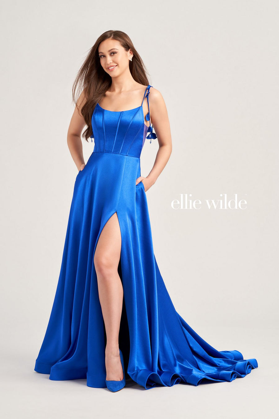 Prom Dresses Formal Long A Line Slit Prom Dress Royal Blue