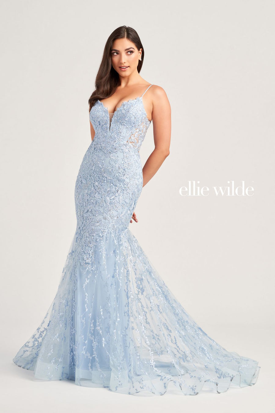 Prom Dresses Mermaid Long Formal Beaded Prom Dress Light Blue