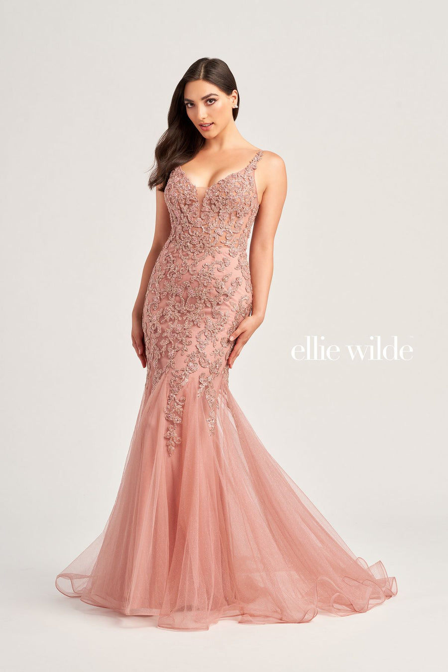 Prom Dresses Glitter Mermaid Long Formal Prom Gown Dusty Rose