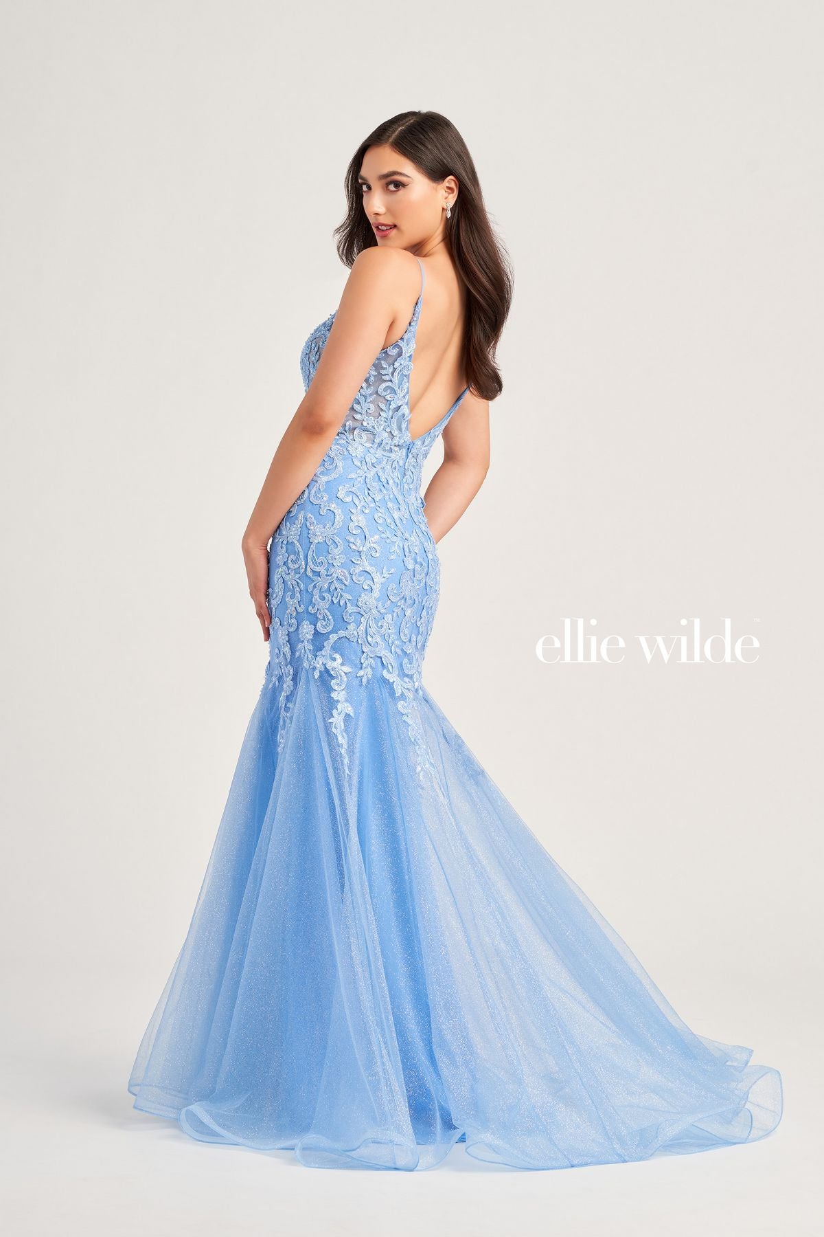 Dusty Rose Ellie Wilde EW35227 Glitter Mermaid Long Formal Prom Gown ...
