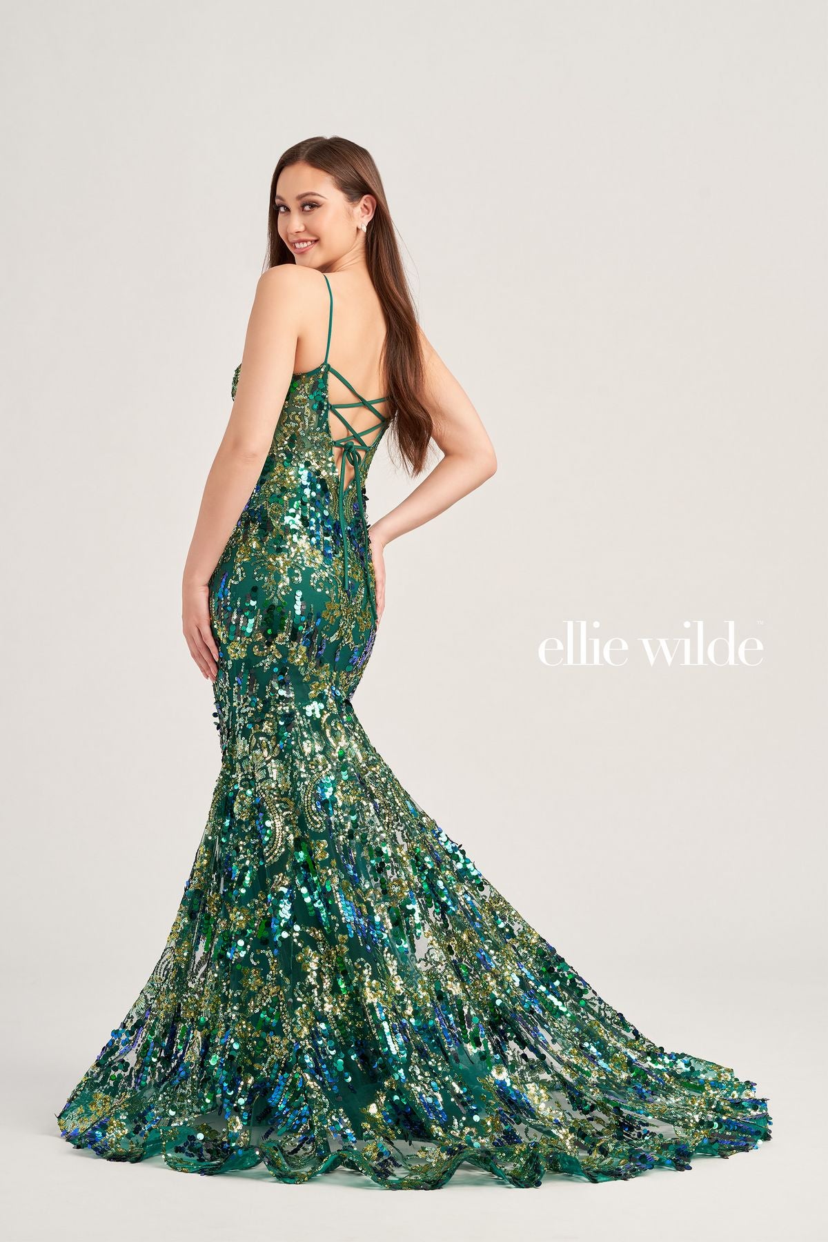 Prom Dresses Long Mermaid Glitter Formal Prom Gown Emerald/Gold