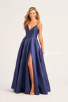 Prom Dresses Prom Long Formal Slit Pocket Ball Gown Navy Blue