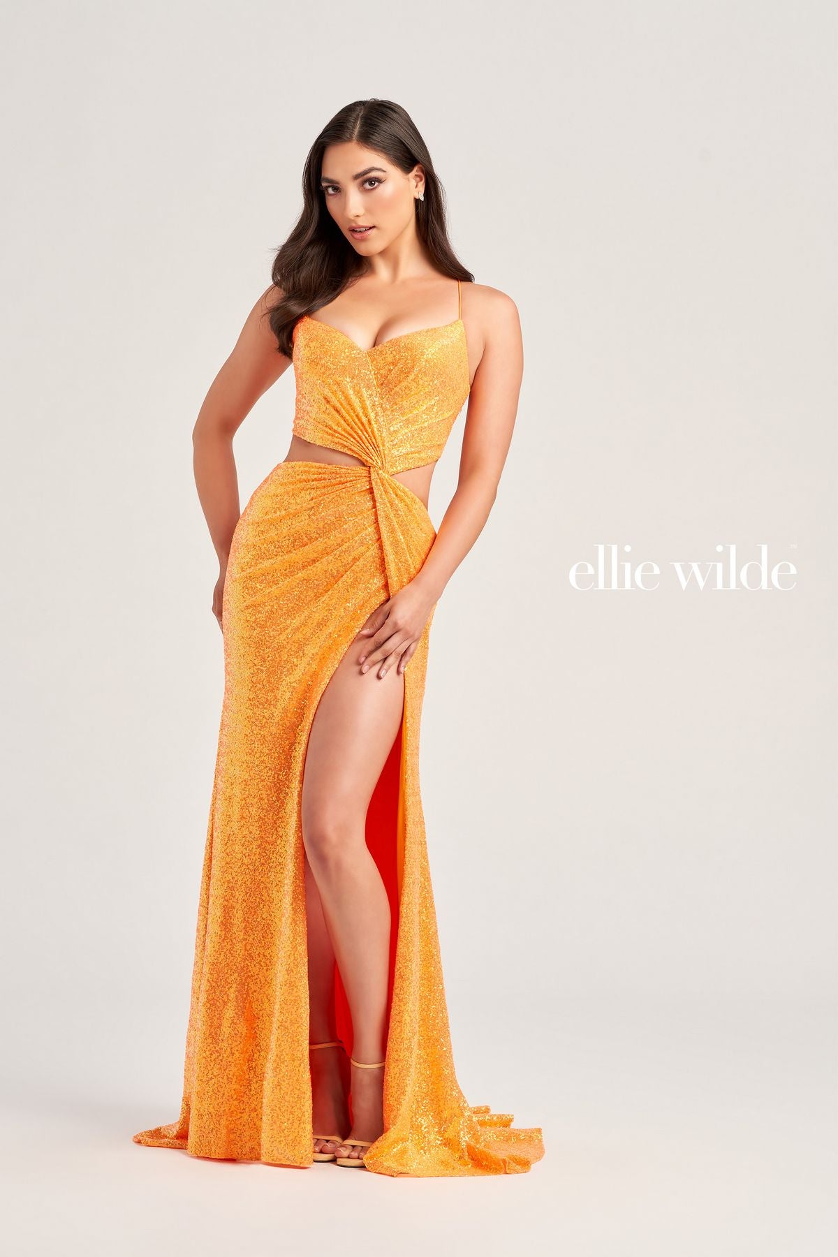 Prom Dresses Long Formal Sequin Evening Prom Dress Orange