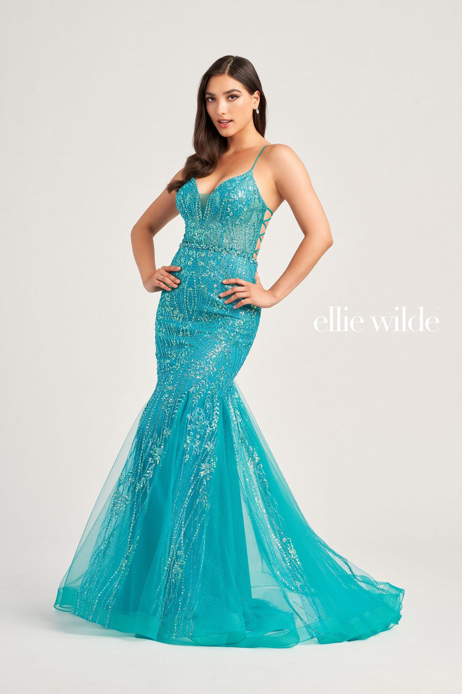 Prom Dresses Long Formal Glitter Mermaid Evening Prom Gown Sea Glass