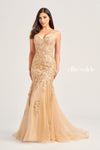 Prom Dresses Long Mermaid Formal Beaded Prom Gown Dark Champagne