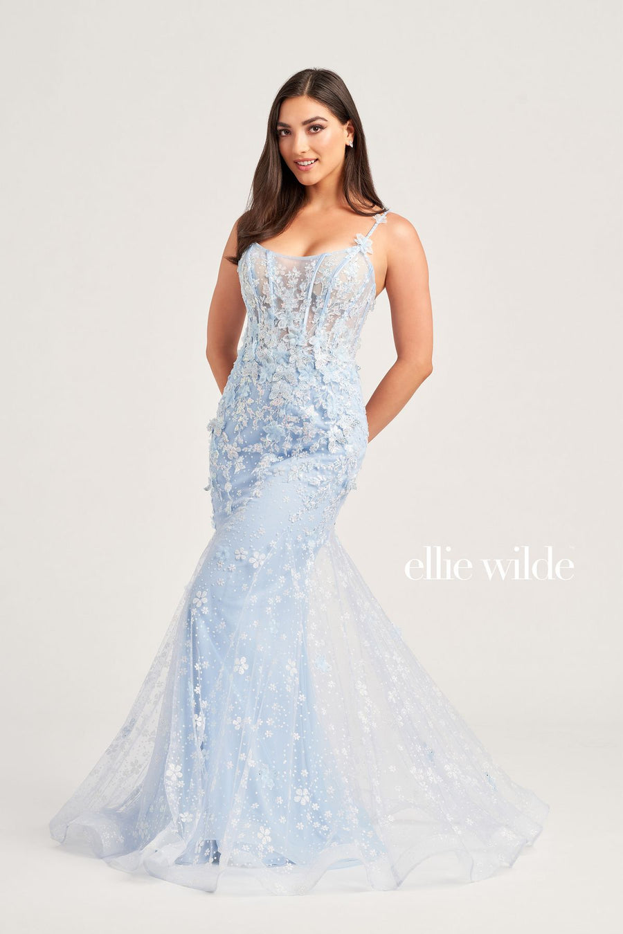 Prom Dresses Fitted Long Formal Glitter Prom Gown Light Blue