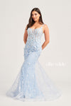 Prom Dresses Fitted Long Formal Glitter Prom Gown Light Blue