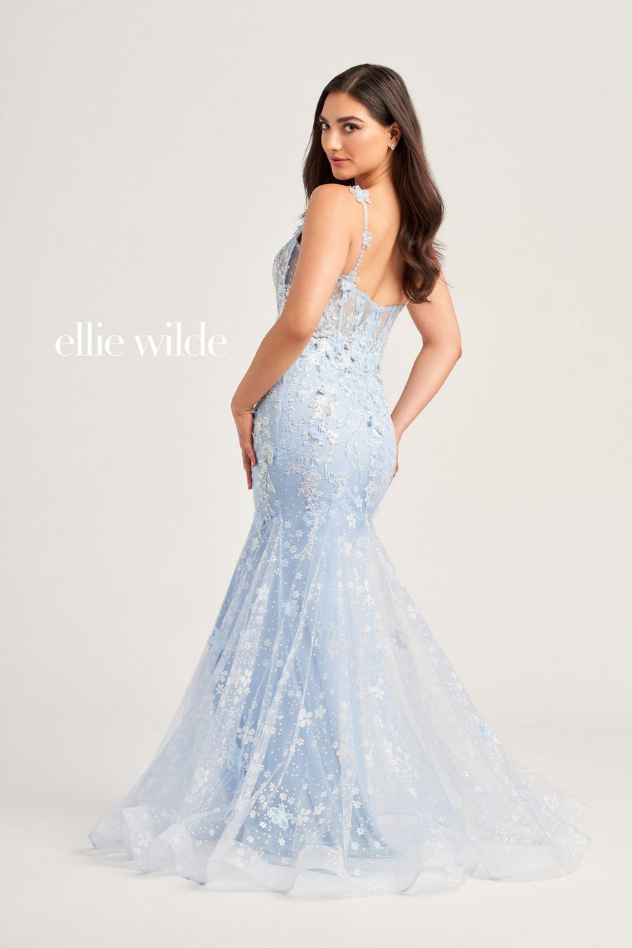 Prom Dresses Fitted Long Formal Glitter Prom Gown Light Blue