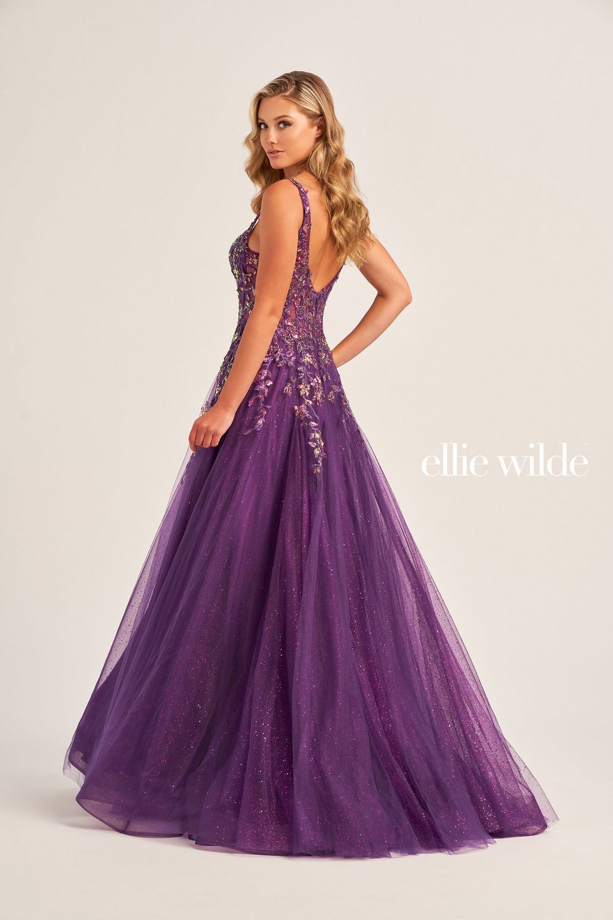 Prom Dresses Glitter Ball Gown Long Formal Prom Dress Dark Purple