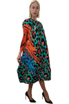 Formal Dresses Printed 3/4 Sleeve Midi Dress Multi