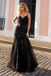 Prom Dresses Glittered Long Trumpet Prom Gown Black