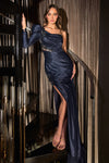 Prom Dresses Long One Shoulder Fitted Prom Dress Navy