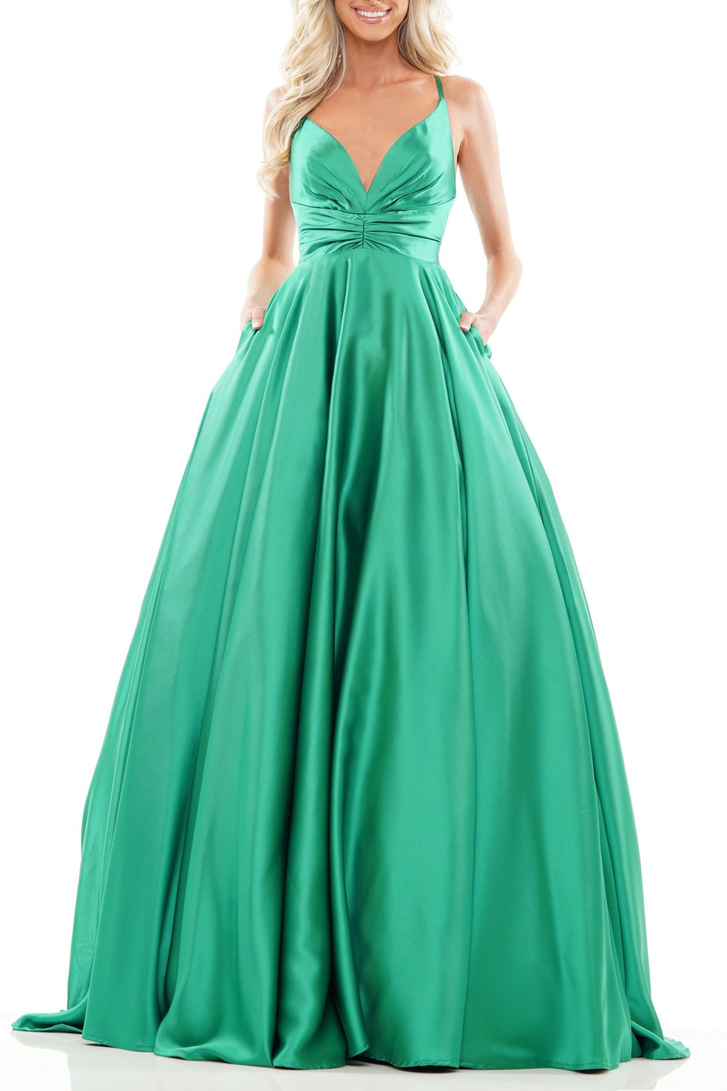 Prom Dresses Prom Long Formal Satin Dress EMERALD