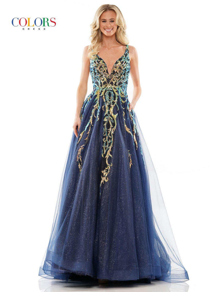 Prom Dresses Long Sleeveless Prom Ball Gown Navy