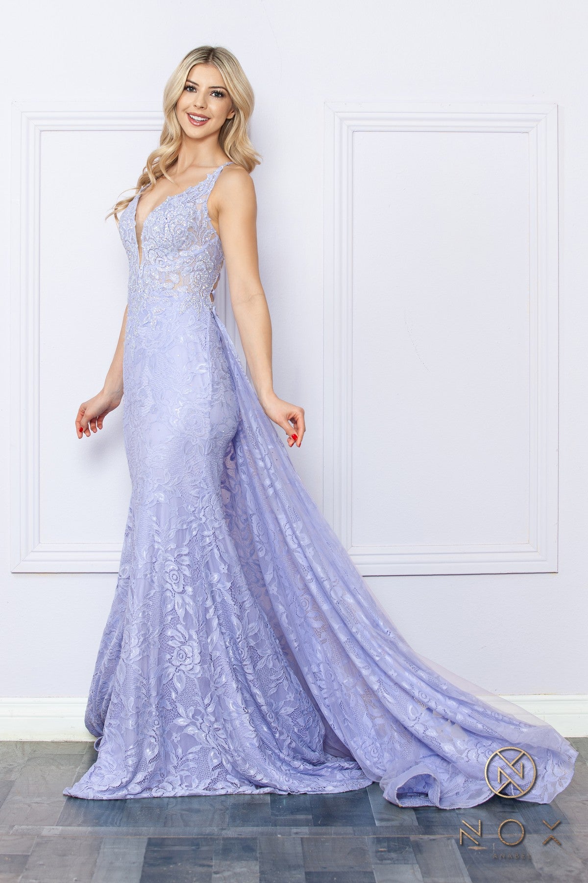 Prom Dresses Formal Prom Long Mermaid Detachable Train Dress Periwinkle