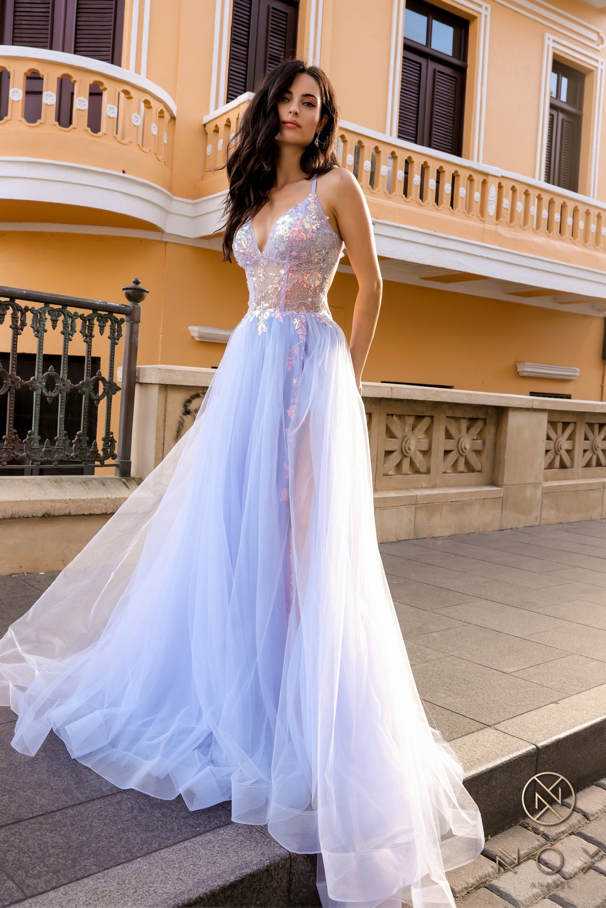 Prom Dresses Formal Beaded Prom Long Dress Periwinkle