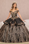 Quinceniera Dresses Long Quinceanera Satin Ball Gown Black/Gold