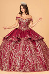 Quinceniera Dresses Long Quinceanera Satin Ball Gown Burgundy/Gold