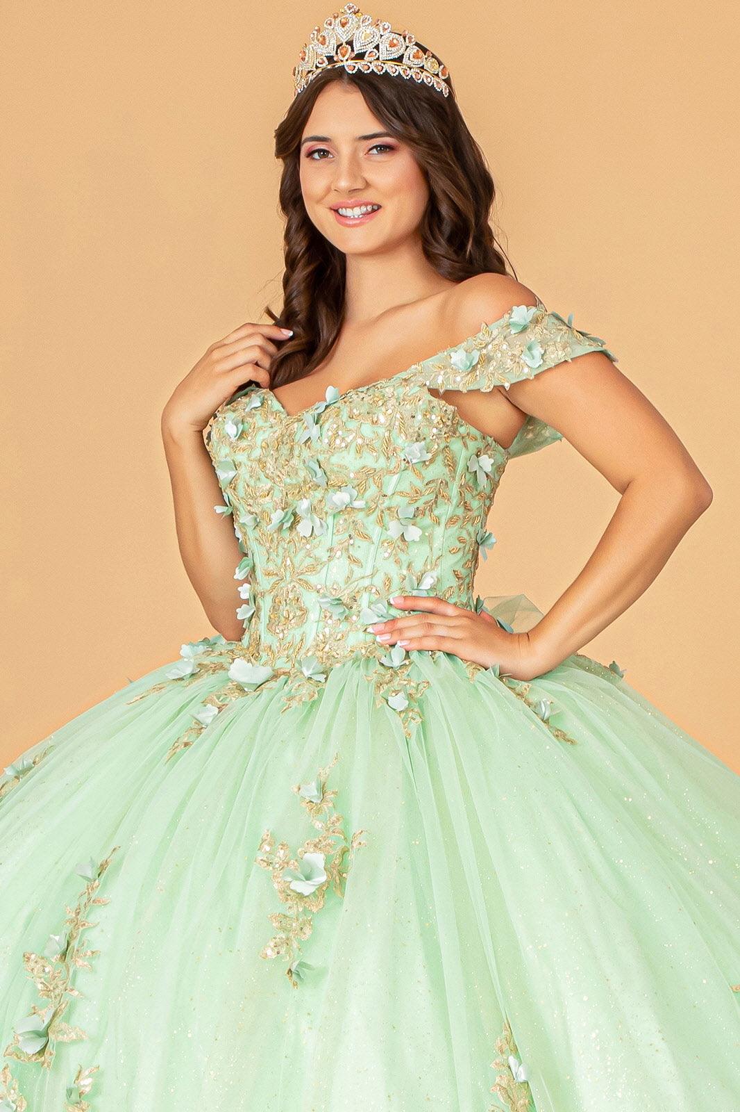 Quinceniera Dresses Long Off Shoulder Ball Gown Quinceanera Dress Sage