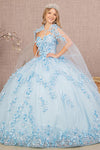 Quinceniera Dresses Long Strapless Ball Gown Quinceanera Mesh Dress Baby Blue