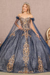 Quinceniera Dresses Long Ball Gown Feather Sequin Quinceanera Dress Navy