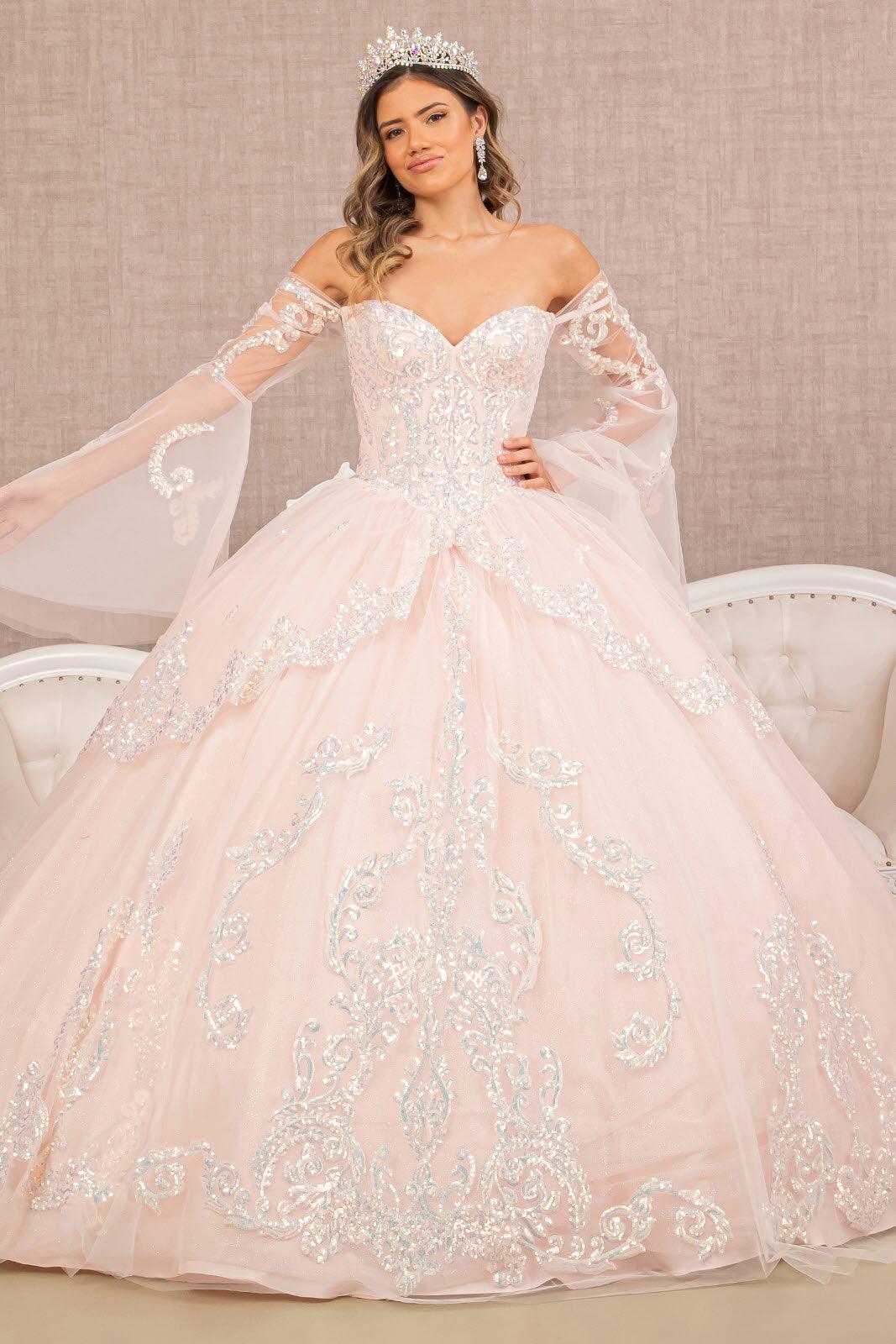 Quinceniera Dresses Quinceanera Dress Long Off Shoulder Glitter Ball Gown Blush