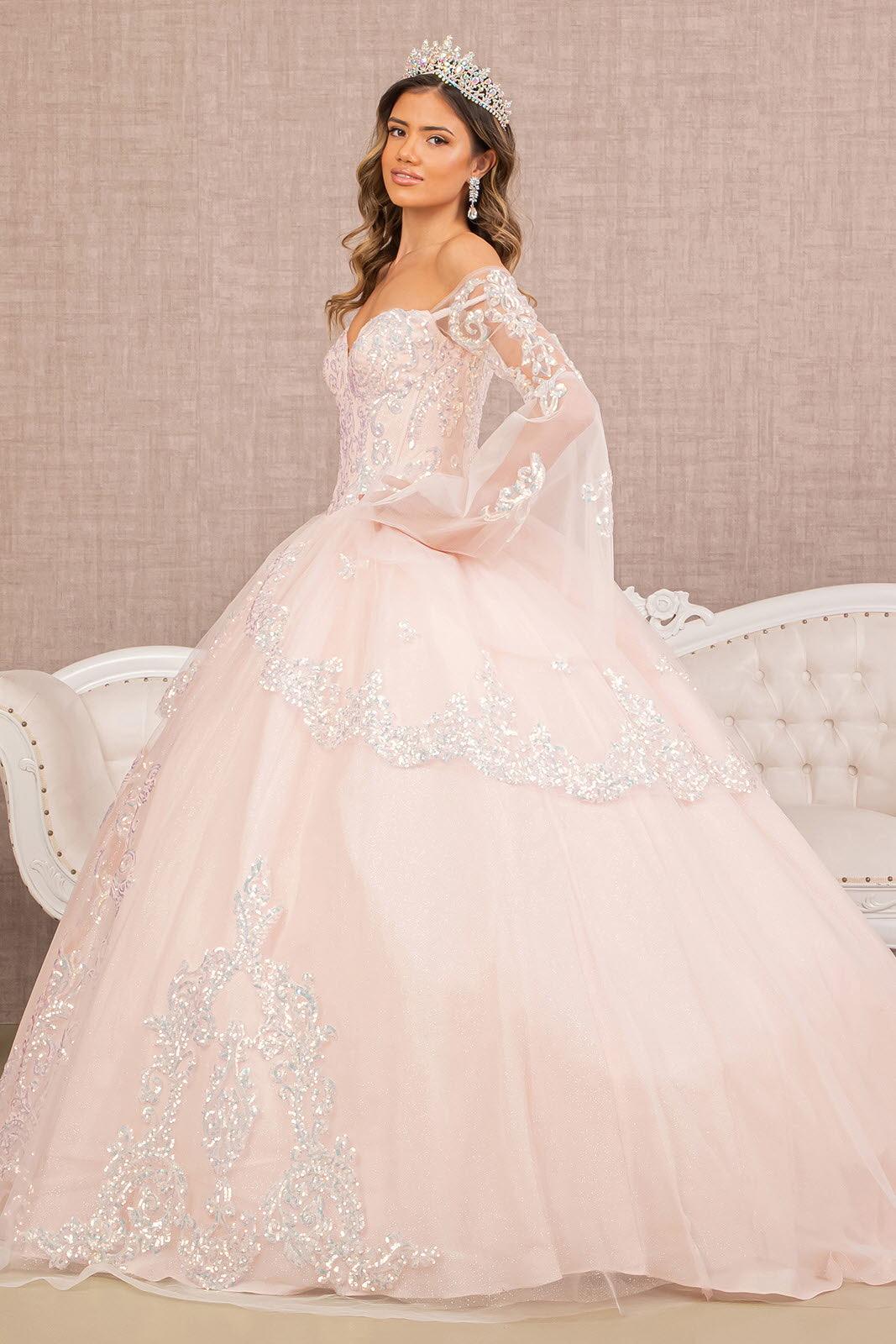 Quinceniera Dresses Quinceanera Dress Long Off Shoulder Glitter Ball Gown Blush