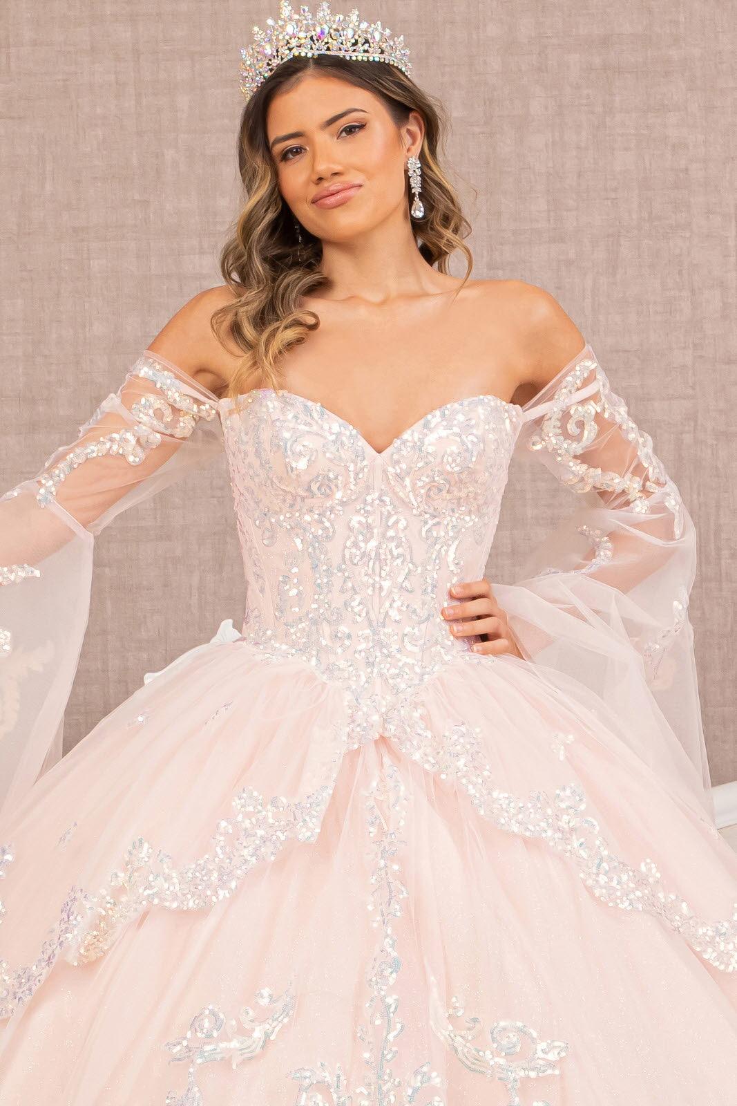 Quinceniera Dresses Quinceanera Dress Long Off Shoulder Glitter Ball Gown Blush