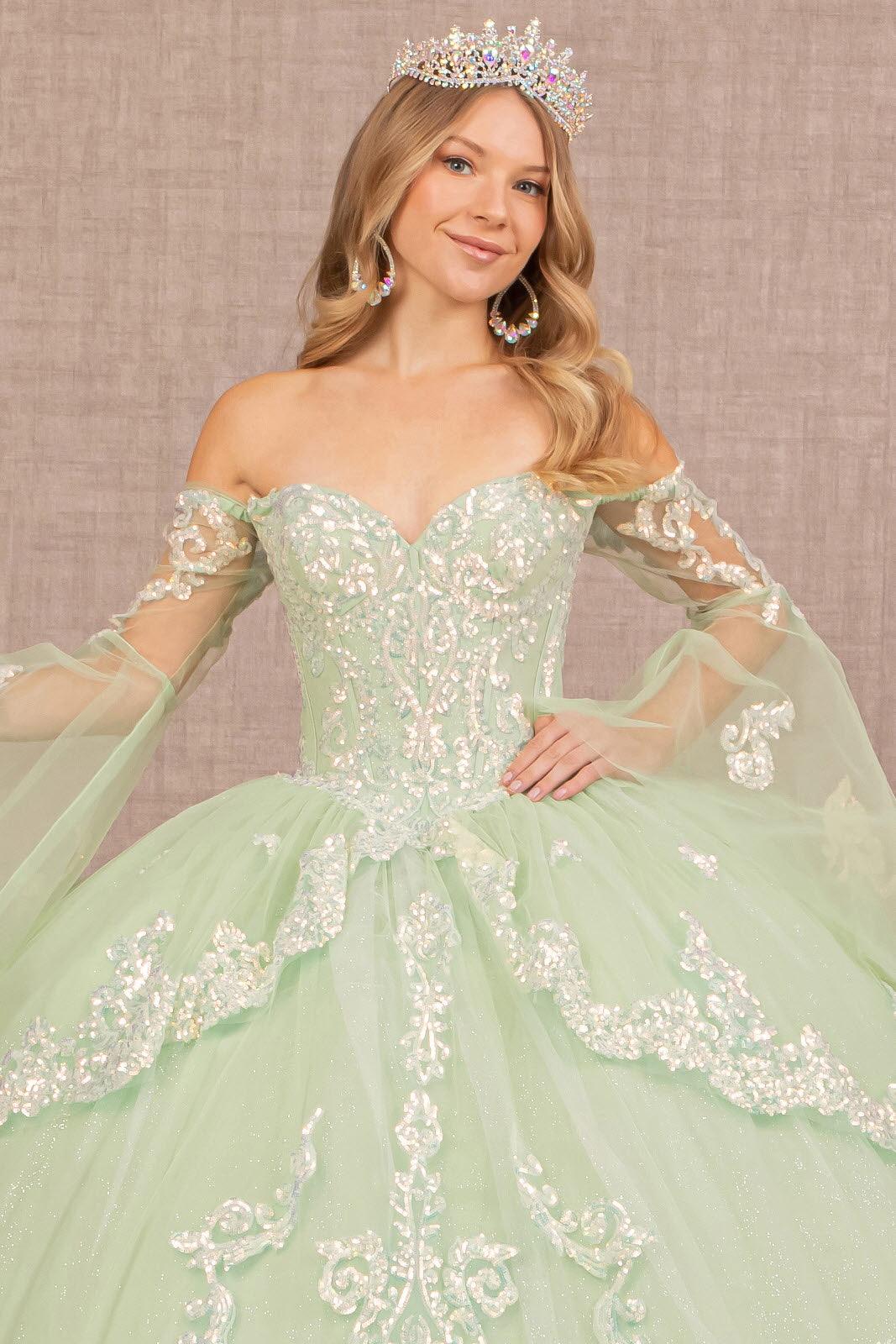 Quinceniera Dresses Quinceanera Dress Long Off Shoulder Glitter Ball Gown Sage