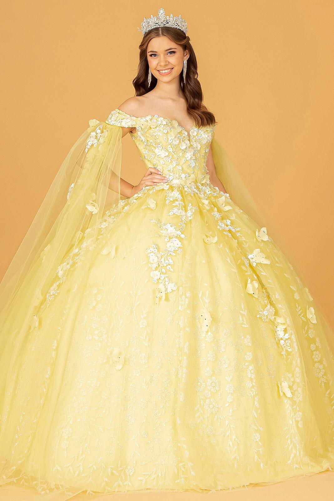 White and yellow on sale gown