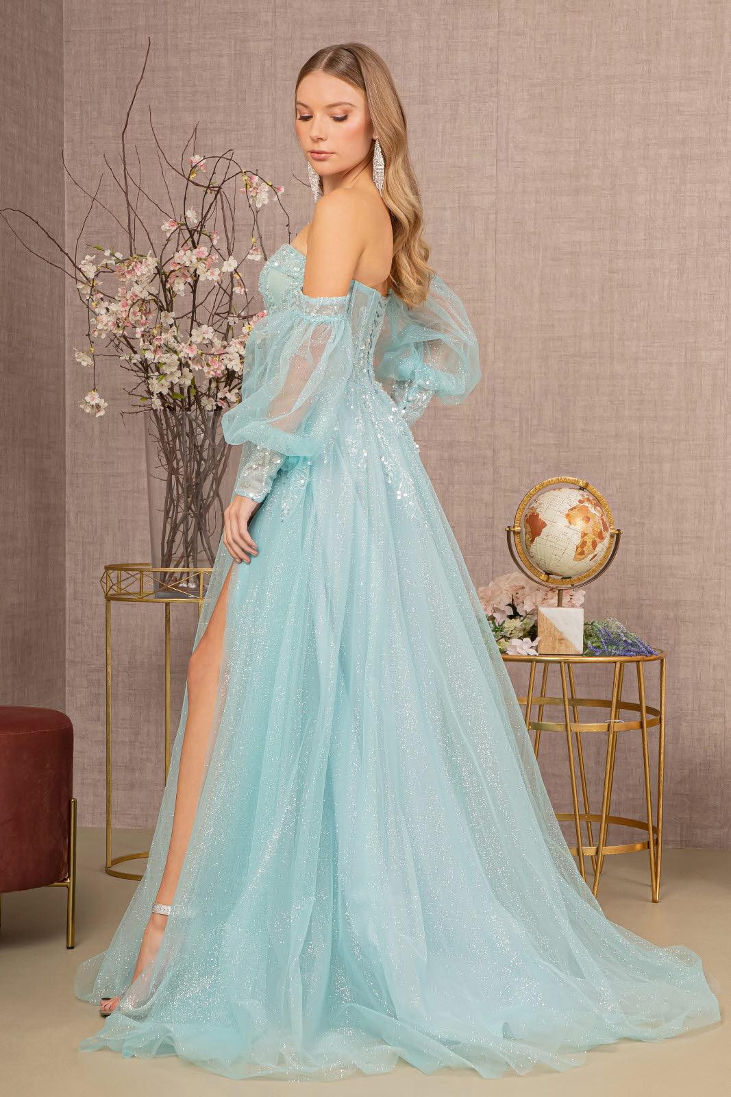 Prom Dresses Long Off Shoulder Prom Gown Baby Blue