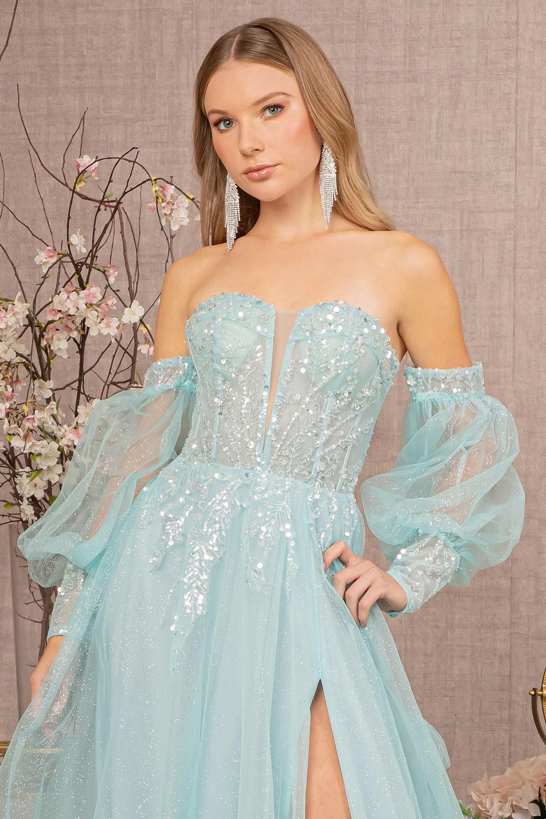 Prom Dresses Long Off Shoulder Prom Gown Baby Blue