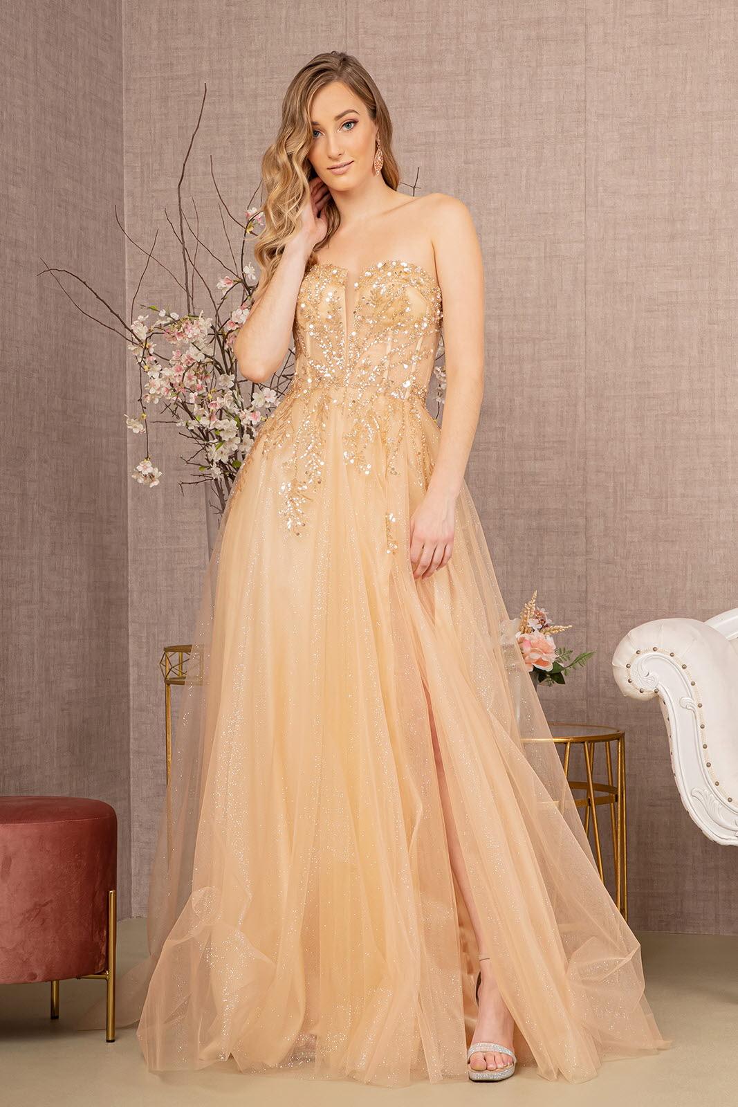 Prom Dresses Long Off Shoulder Prom Gown Light Gold