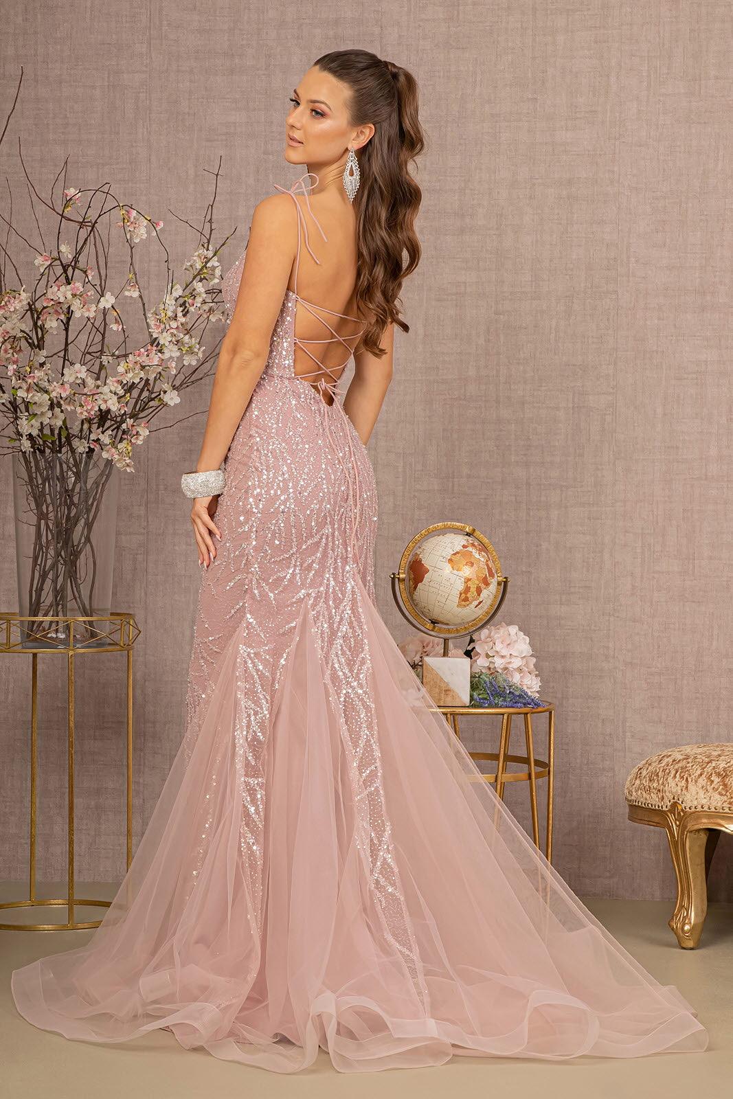 Prom Dresses Long Spaghetti Strap Trumpet Prom Gown Dusty Rose