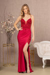 Prom Dresses Long Spaghetti Strap Mermaid Prom Gown Burgundy