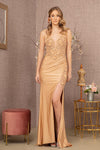 Prom Dresses Long Spaghetti Strap Mermaid Prom Gown Gold