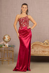 Prom Dresses Prom Long Glitter Satin Mermaid Dress Burgundy