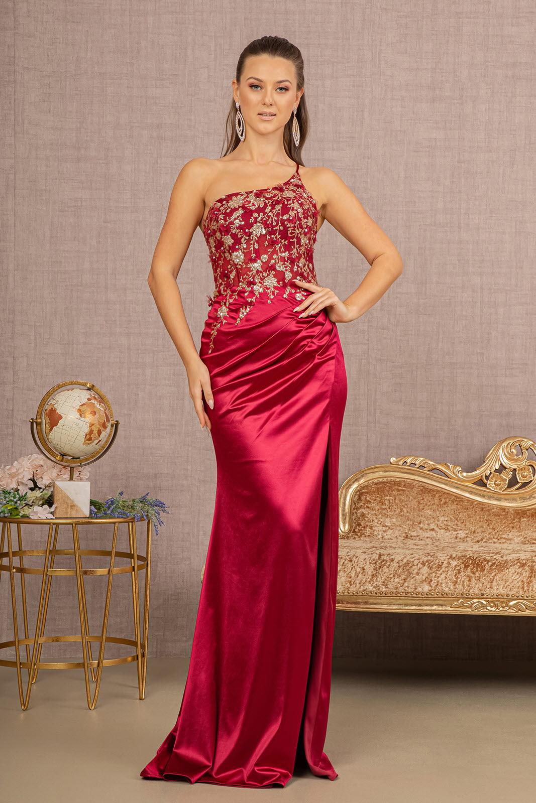 Prom Dresses Prom Long Glitter Satin Mermaid Dress Burgundy