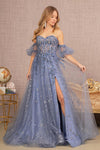 Prom Dresses Long Strapless A Line Prom Gown Smoky Blue