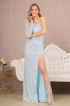 Prom Dresses Long One Shoulder Prom Gown Baby Blue