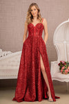 Prom Dresses Long Spaghetti Strap Sequin Prom Gown Red