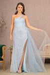 Prom Dresses Long One Shoulder Glitter Prom Dress Baby Blue