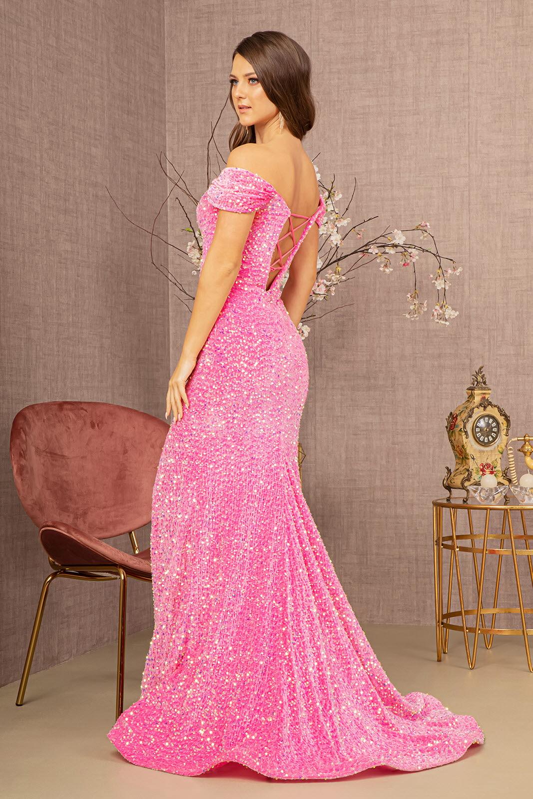 Prom Dresses Long Off Shoulder Formal Velvet Prom Gown Pink