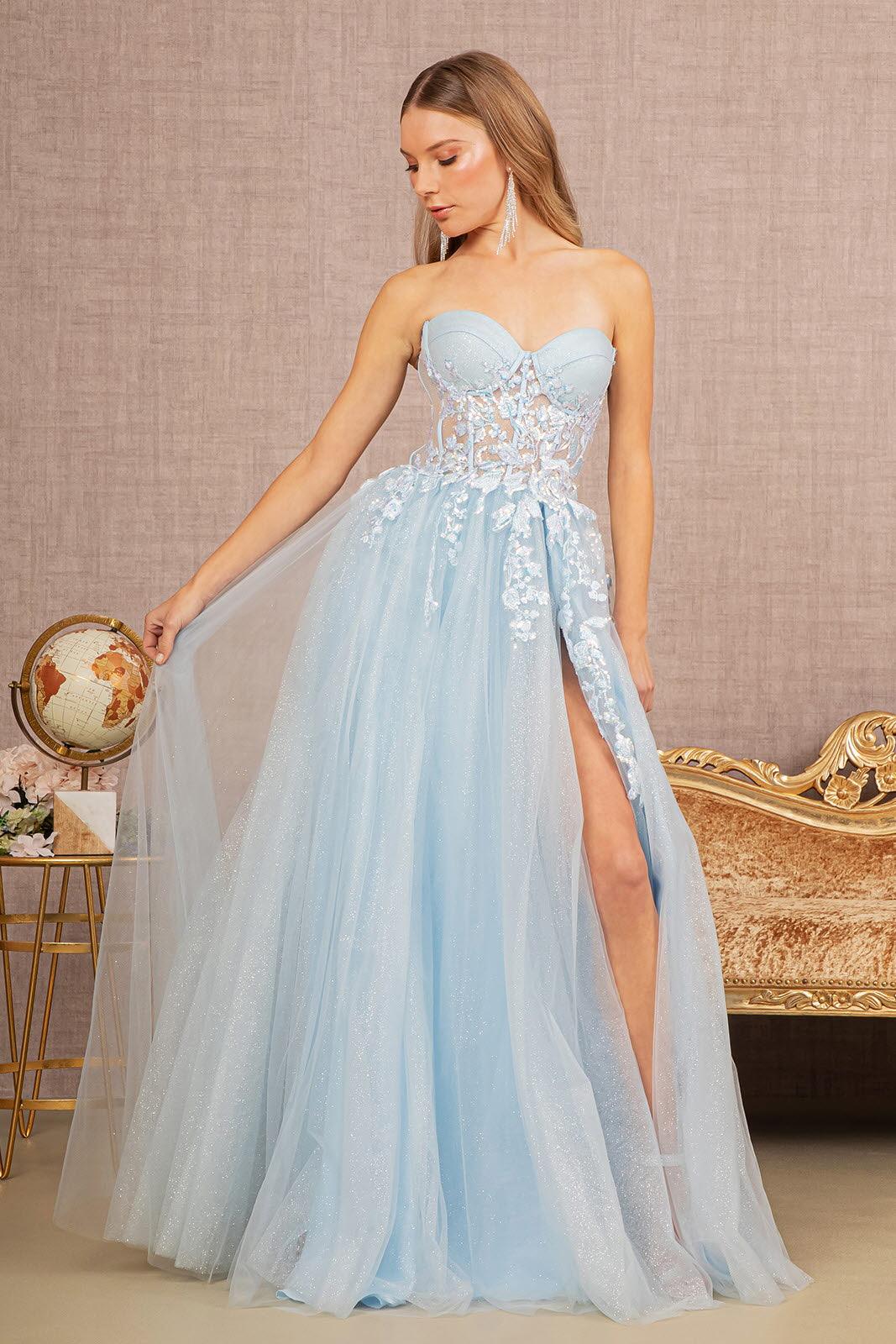 Prom Dresses Prom Long Strapless Formal Dress Baby Blue