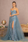 Prom Dresses Prom Long Strapless Glitter Mermaid Dress Smoky Blue